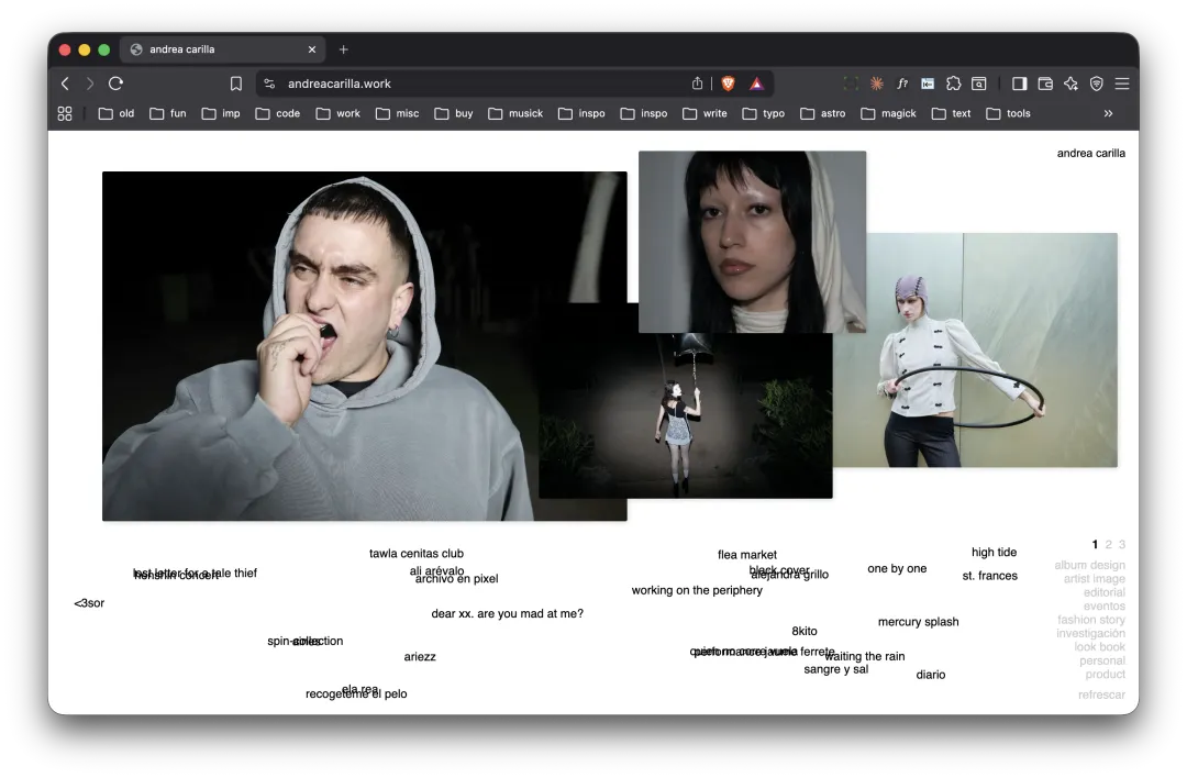 andrea carilla — web diseñada por meowrhino studio, Barcelona