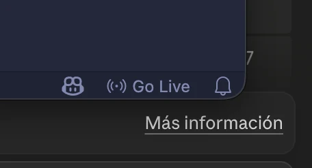 Botón Go Live en la barra de estado, abajo a la derecha