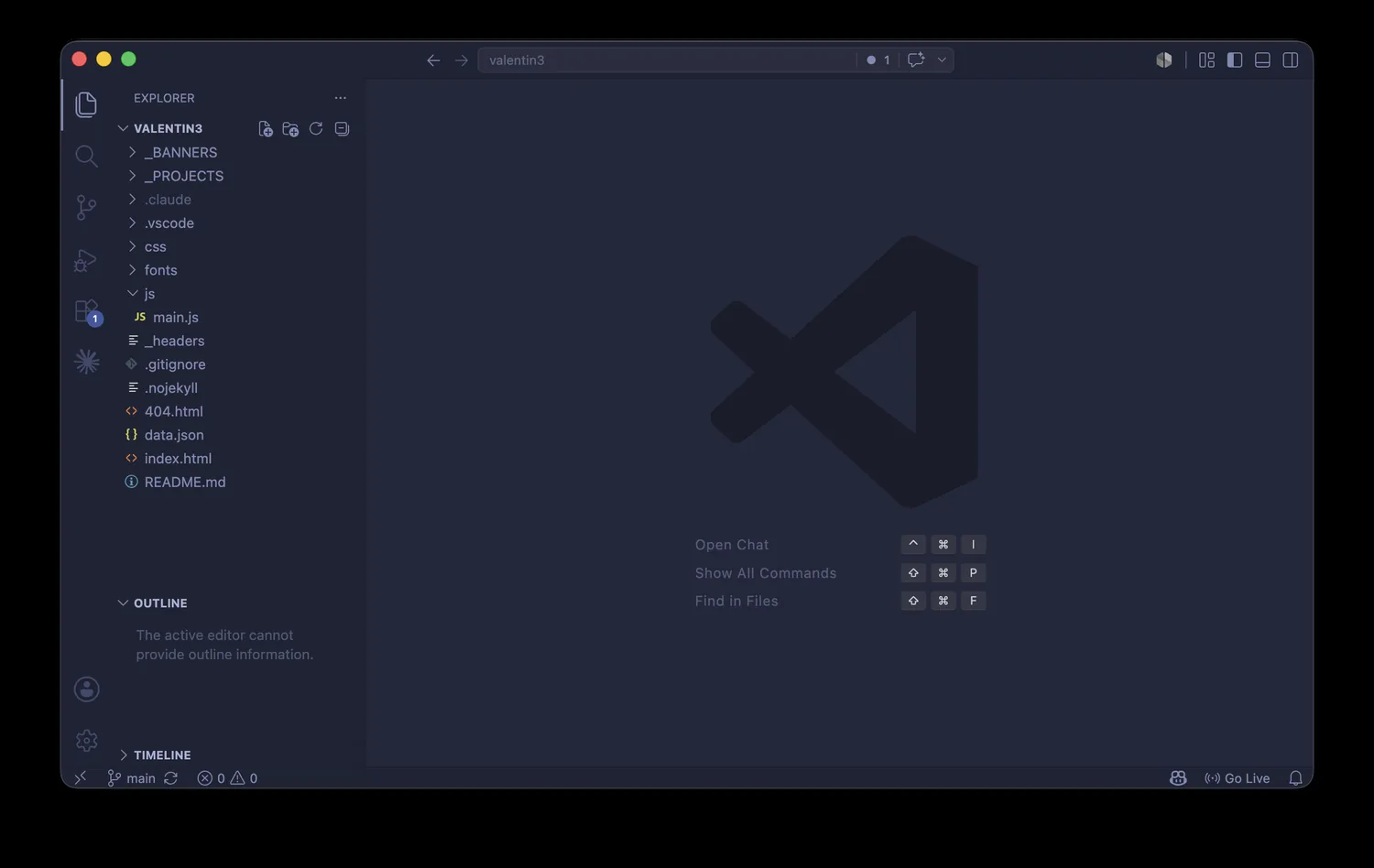 Ventana de VS Code con un proyecto abierto