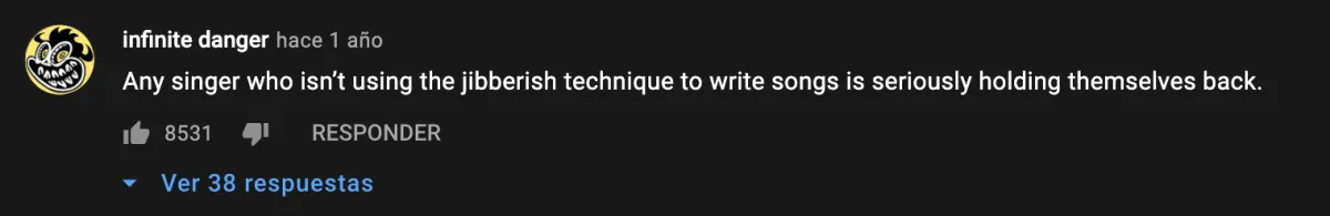 sobre la gibberish en un comentario en el video del first recording de diamonds